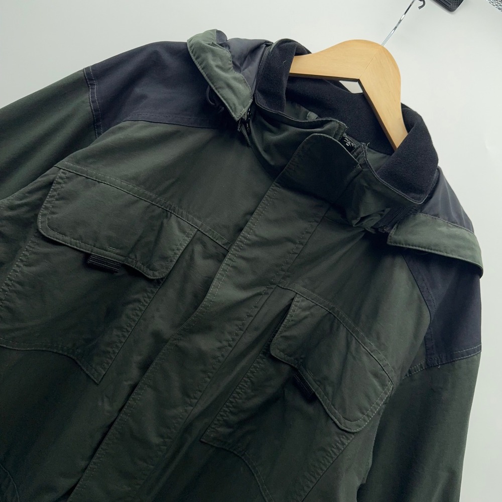 Eddie Bauer Parka Jacket Mens L Green Hooded Utility Multi-Pocket Coat Gorpcore